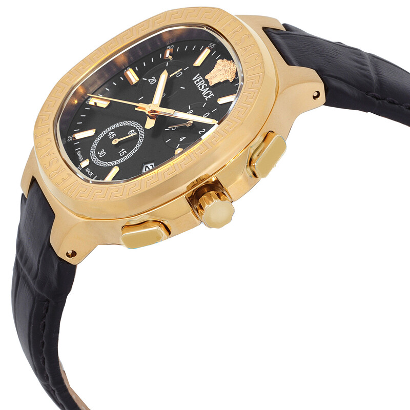Versace V-Chrono Square Chronograph Quartz Black Dial Watch
