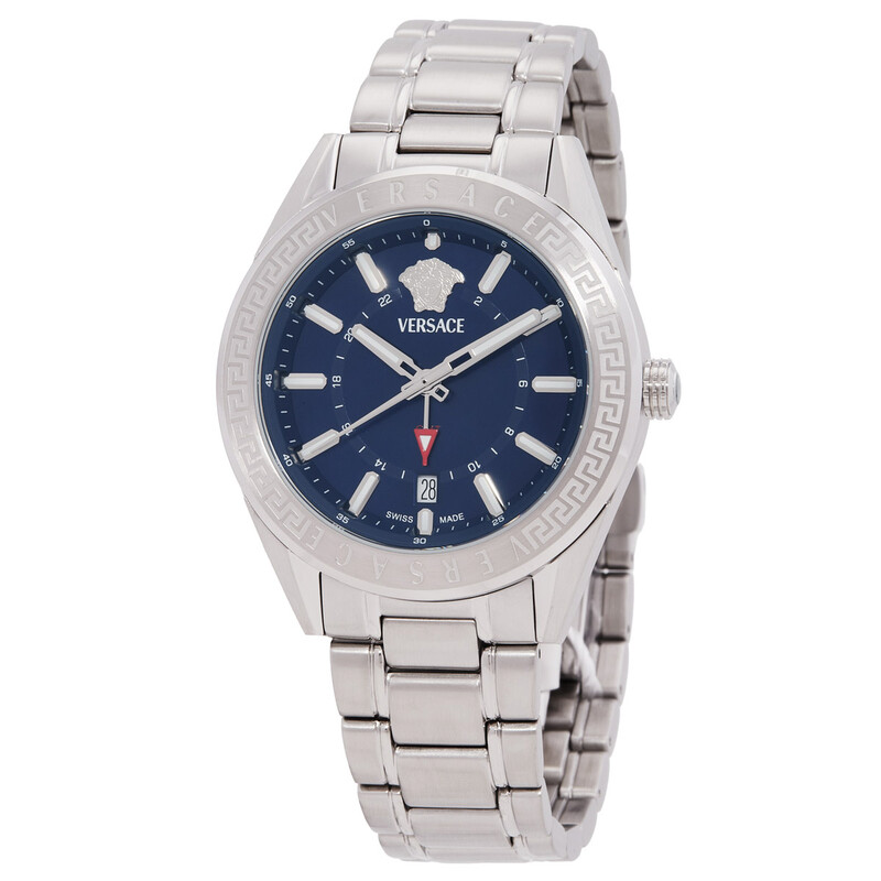 Versace V-Code GMT Quartz Blue Dial Men's Watch VEAFA0424