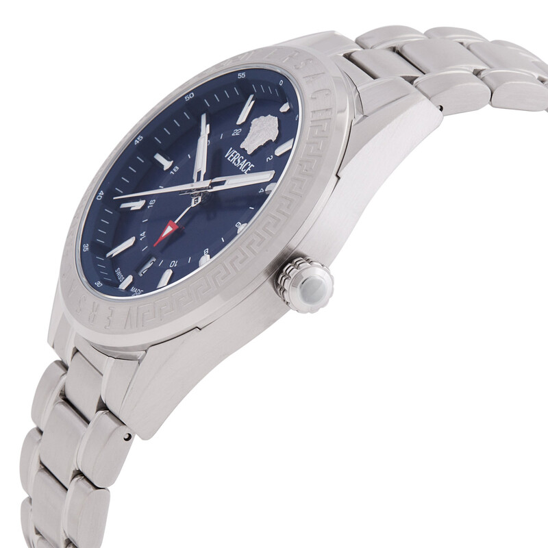 wata Versace V-Code GMT Quartz Blue Dial Men's Watch VEAFA0424