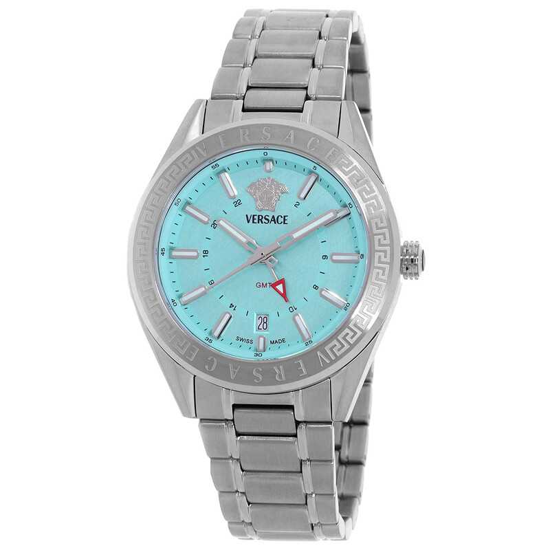 Versace V-Code GMT Quartz Turquoise Dial Men's Watch VEAFA0324