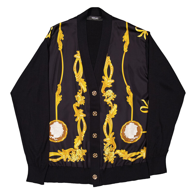 Versace Womens Baroque Printed V-Neck Cardigan, Brand Size 40 ( US