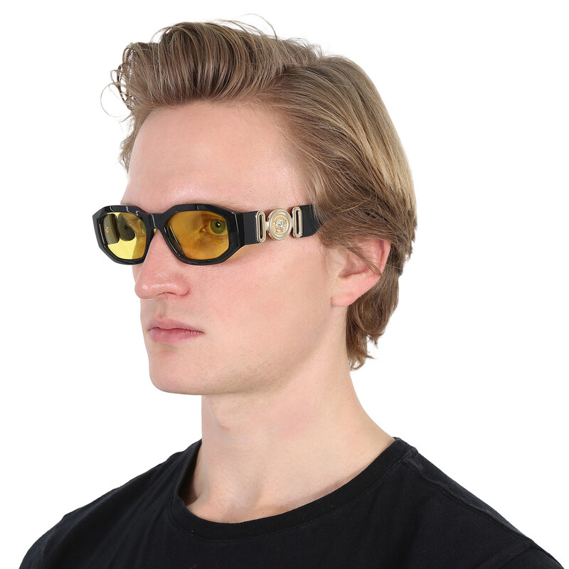 Versace Yellow Geometric Unisex Sunglasses VE4361 GB1/85 53