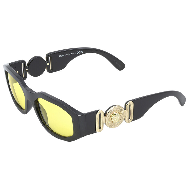 VERSACE イエローレンズ サングラス ケース付き Versace Yellow Geometric Unisex Sunglasses VE4361 GB1/85 53