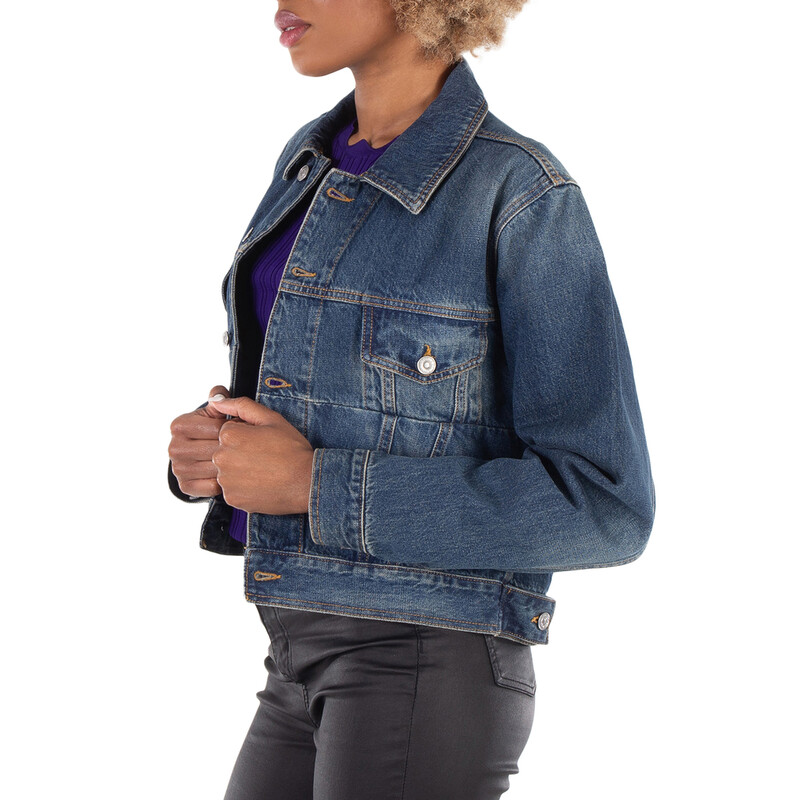 Victoria Beckham Cropped Denim Jacket, Brand Size 4 (US Size 0