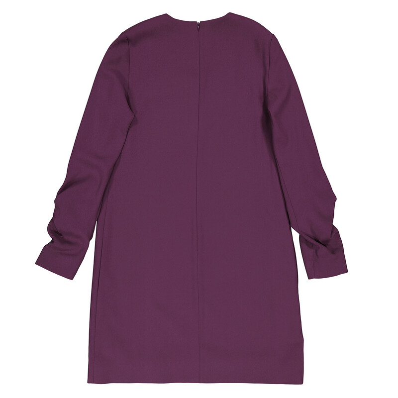 red satin long sleeve dress Nora Deep Red Satin Midi Dress With Long Sleeves - L
