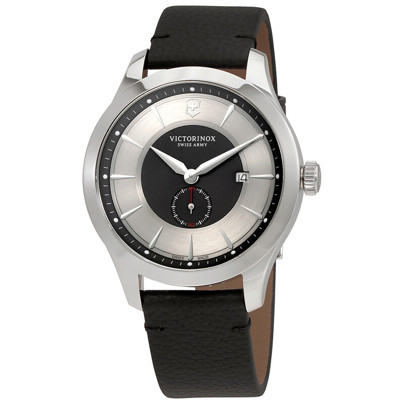 Victorinox Alliance Grey Dial Black Leather Men's Watch 241765