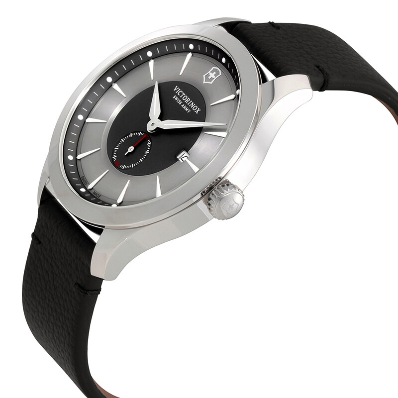 Victorinox Alliance Grey Dial Black Leather Men's Watch 241765
