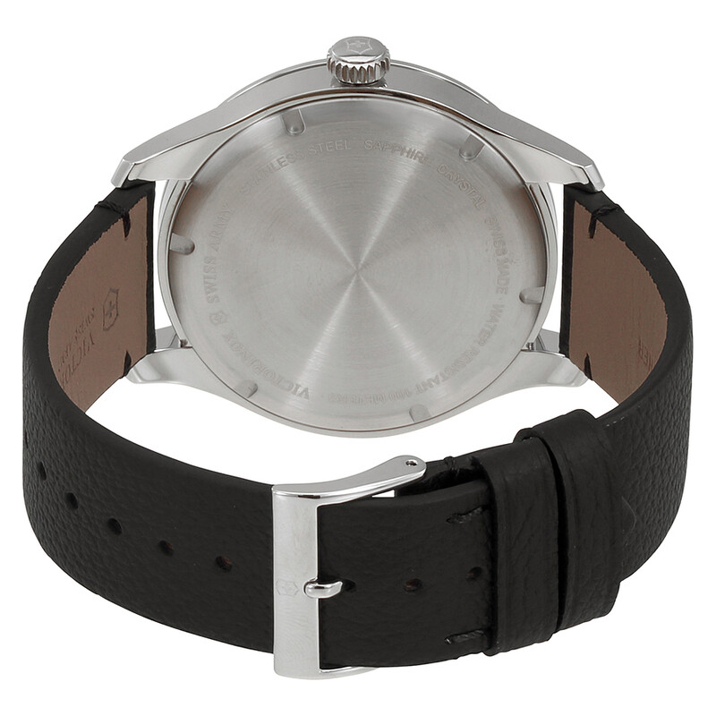 Victorinox Alliance Grey Dial Black Leather Men's Watch 241765