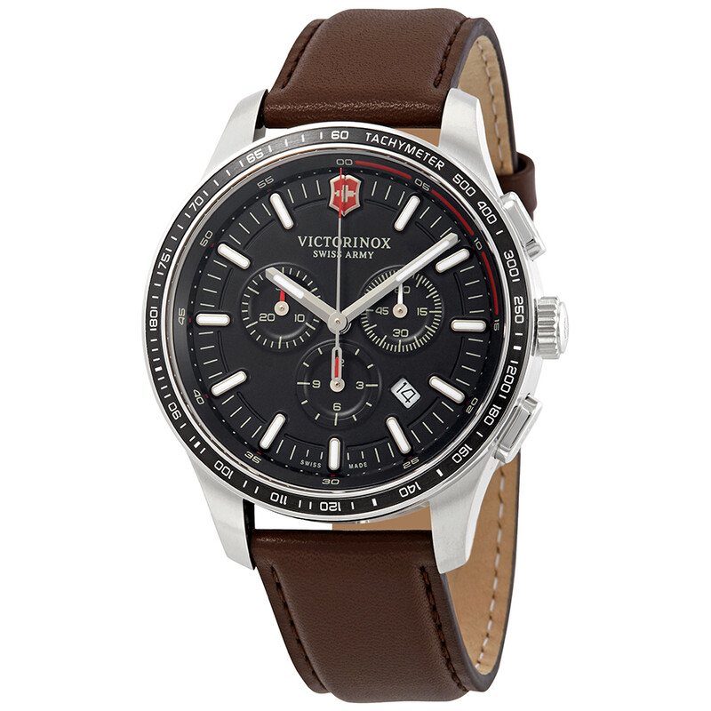 ビクトリノックス アライアンス クロノグラフ ブラウン レザーバンド241749 Victorinox Alliance Sport Chronograph Black Dial Men's Watch
