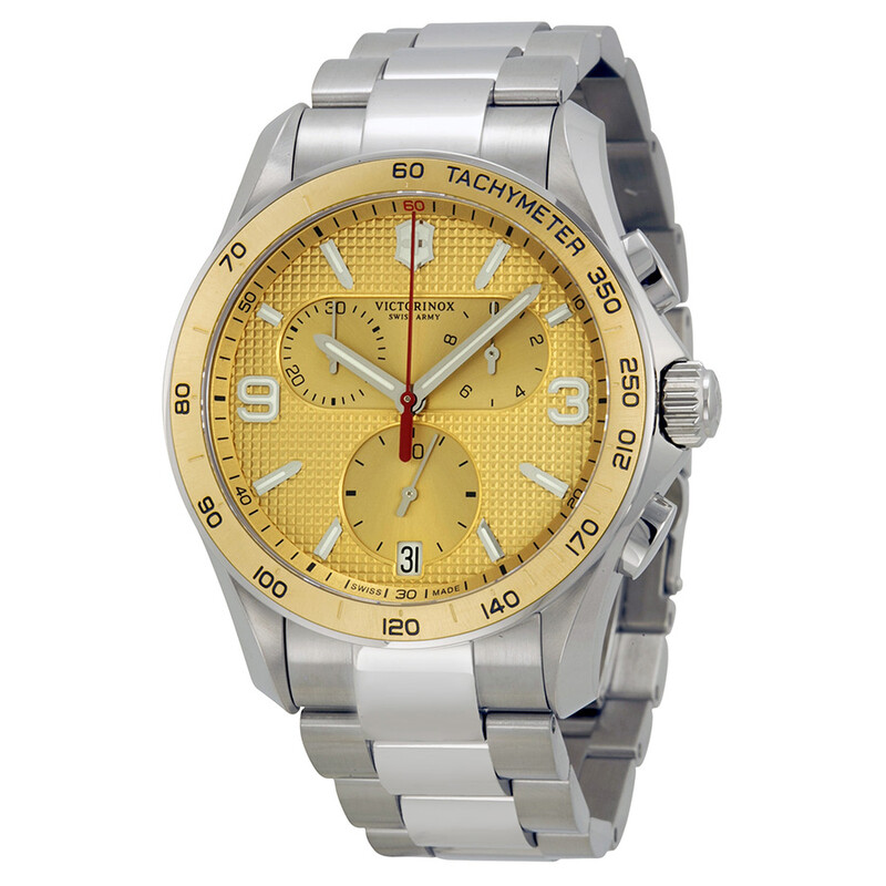 Victorinox Chrono Classic Champagne Dial Steel Bracelet Men's