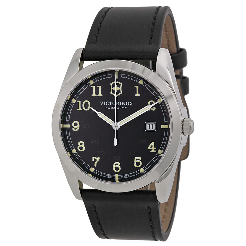 Victorinox Swiss Army Infantry Black Dial Black Leather Men's
