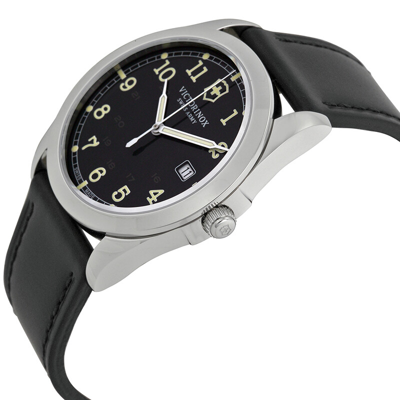 Victorinox Swiss Army Infantry Black Dial Black Leather Men's