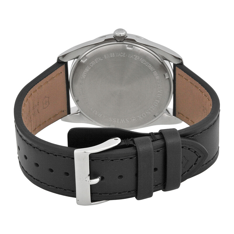 Victorinox Swiss Army 241058 Officers Watch Silver Dial Black Leather Strap‎ Victorinox Swiss Army Infantry Chronograph Men main image 4