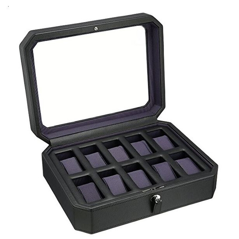 Wolf Windsor Ten Piece Black/Purple Watch Box 458403 842047177266