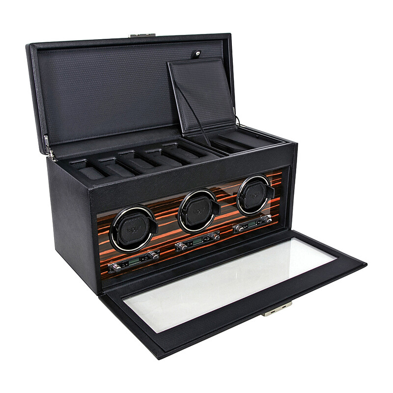 Wolf Roadster Module 2.7 Triple Watch Winder with Storage 457356