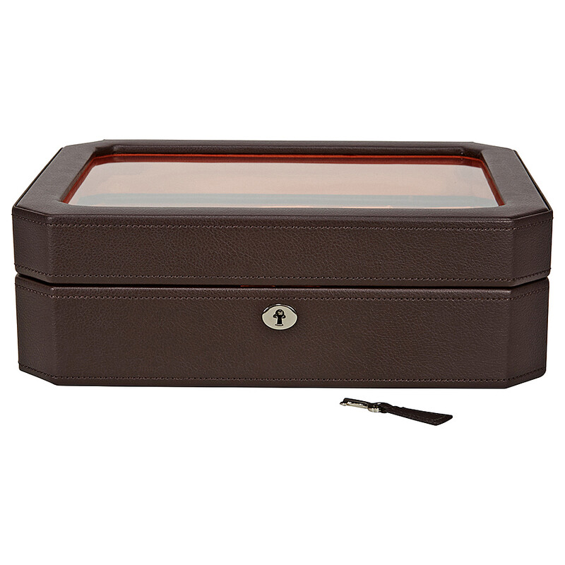 Wolf Windsor Ten Piece Brown/Orange Watch Box 458406 098152731361