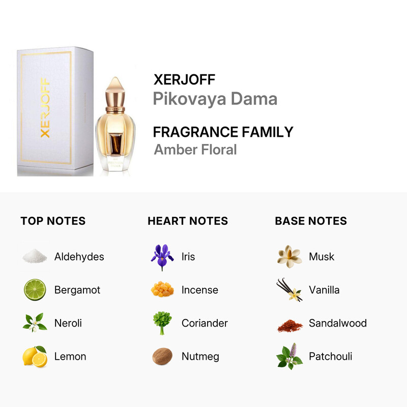 Xerjoff PIKOVAYA DAMA 100ml ピコヴァヤ ダマ Pikovaya Dama: a floral scent with citrus and spicy accents | Xerjoff