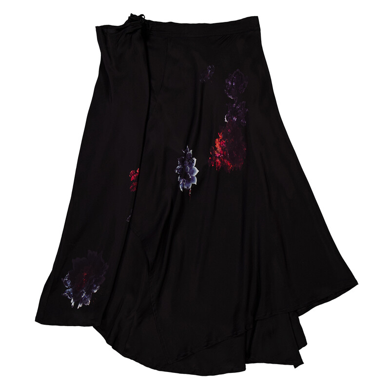 Yohji Yamamoto Drape & Gather Detail Silk Skirt, Brand Size 2