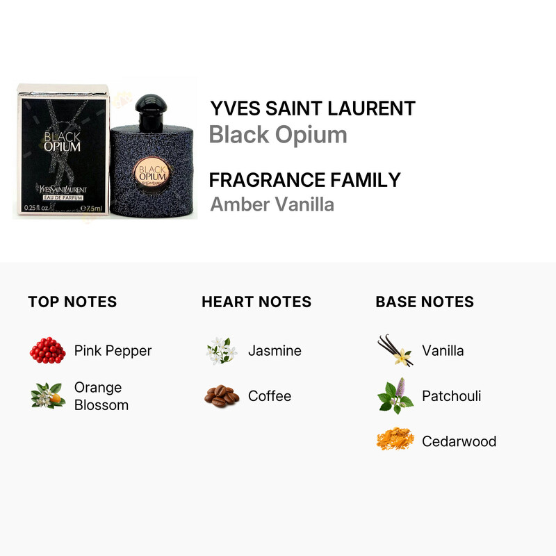 Yves Saint Laurent Ladies Black Opium EDP Spray 0.25 oz Fragrances