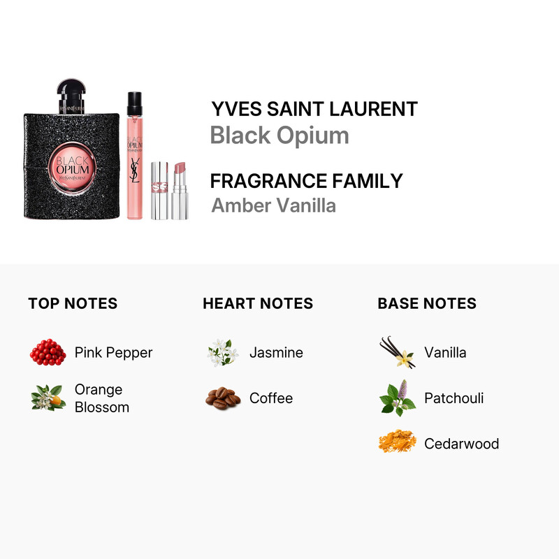 Yves Saint Laurent Ladies Black Opium 3pcs EDP Gift Set Fragrances