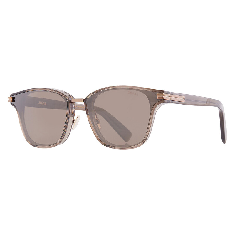 Zegna Brown Mirror Square Men's Sunglasses EZ0264-K 51G 66