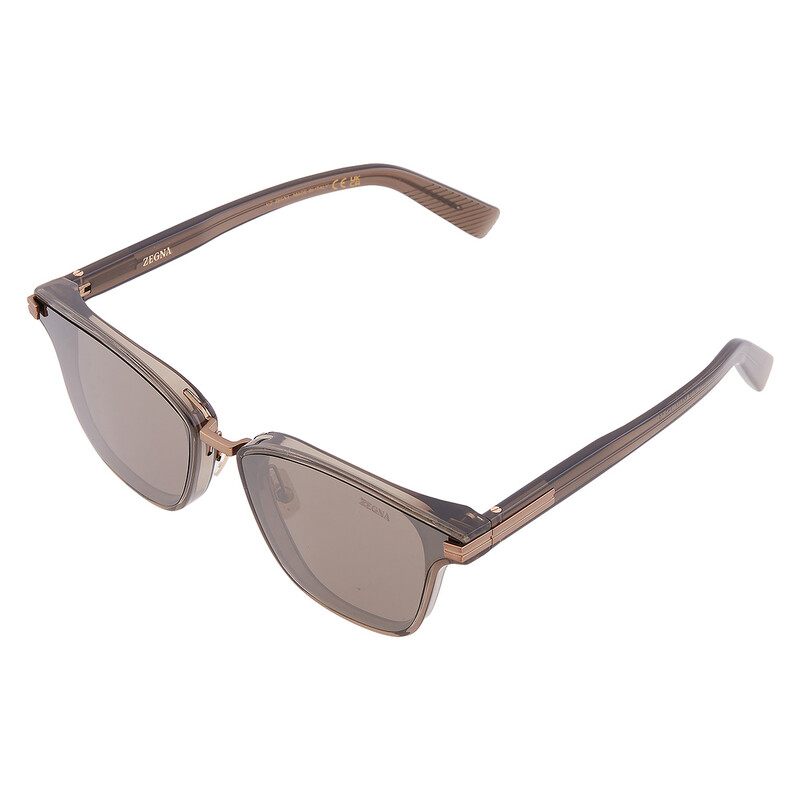 Zegna Brown Mirror Square Men's Sunglasses EZ0264-K 51G 66