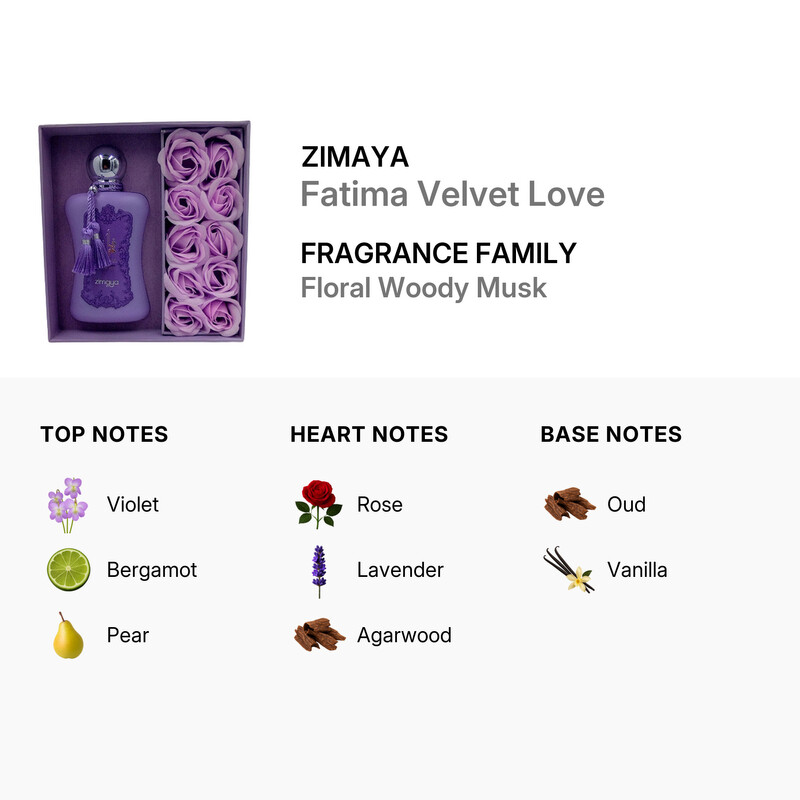 Zimaya Ladies Fatima Velvet Love Extrait de Parfum Spray 3.4 oz