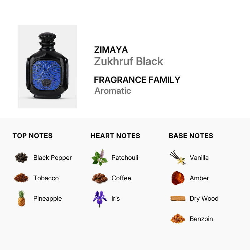 Zimaya Unisex Zukhruf Black EDP Spray 3.4 oz Fragrances