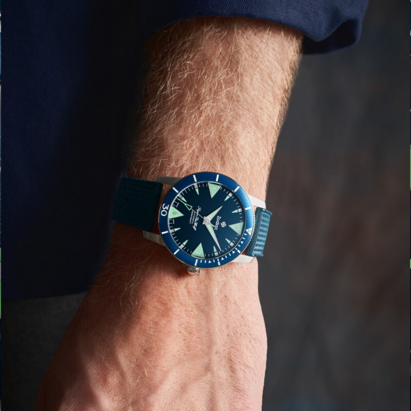Zodiac Super Sea Wolf Skin Diver Automatic Blue Dial Men's Watch