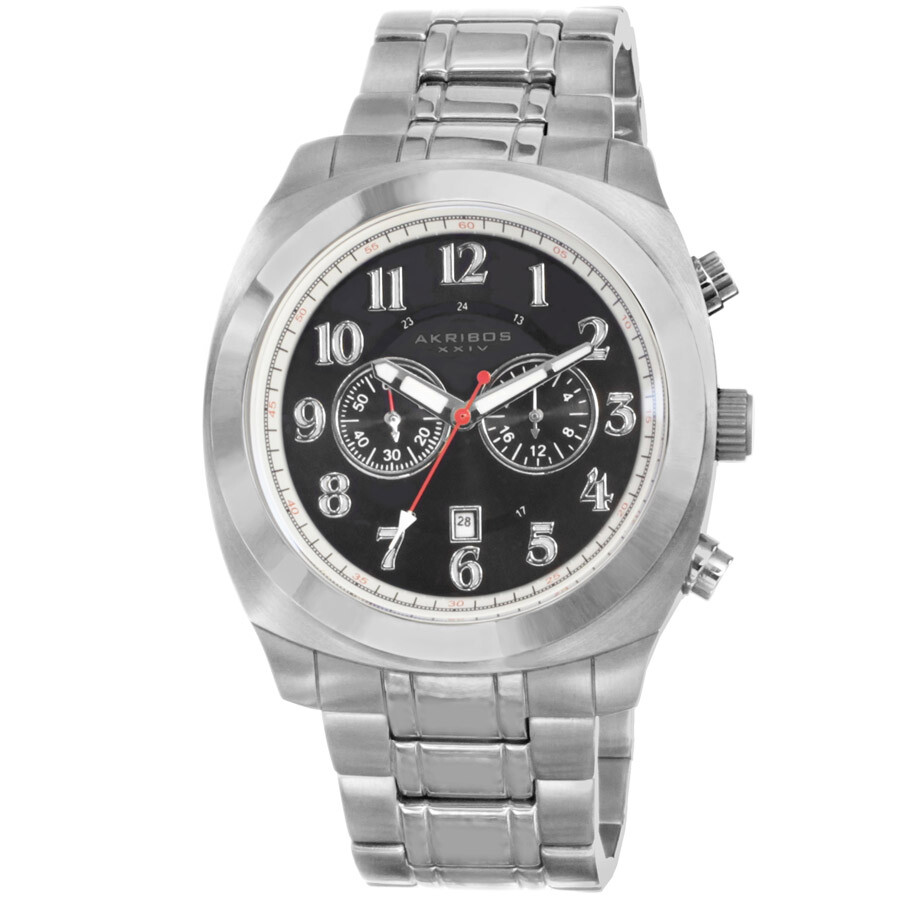 Akribos Black Dial Chronograph Stainless Steel Men's Watch AK624SS