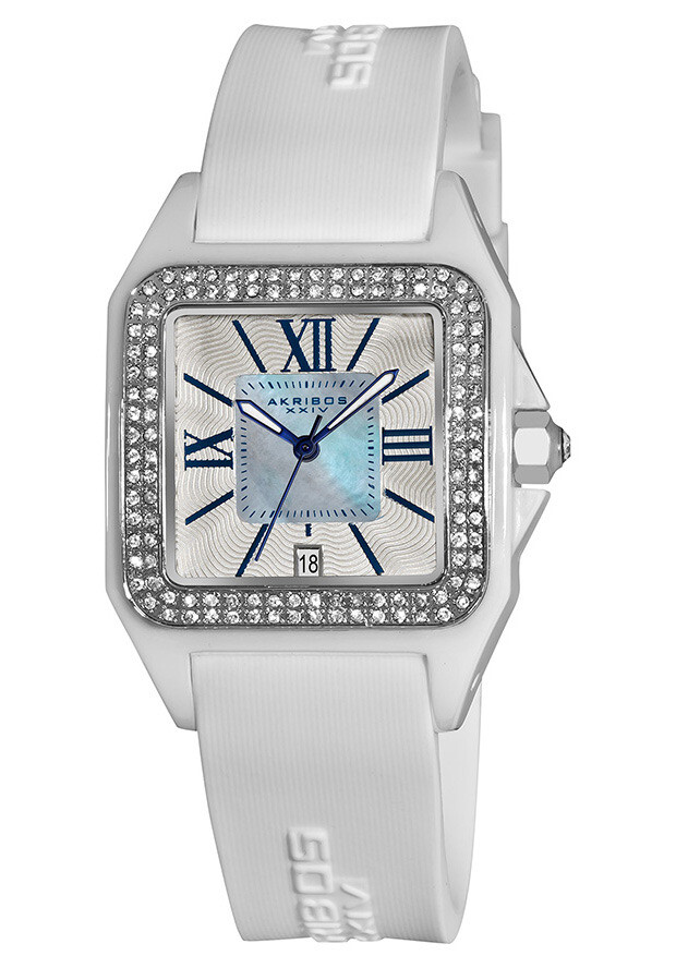 Akribos Mother of Pearl Dial White Ceramic Ladies Watch AK546WT