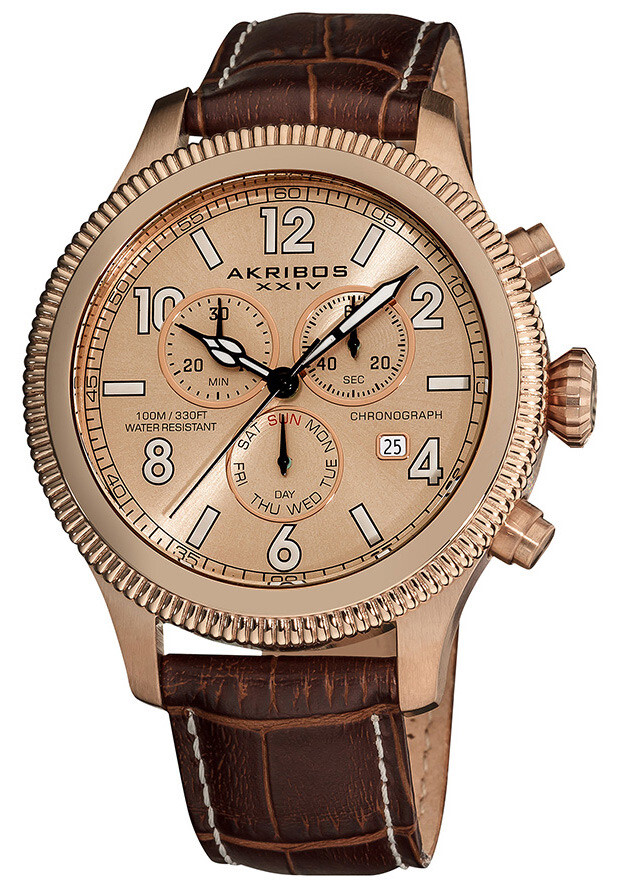 Akribos Ultimate Chronograph Rose Gold-Tone Men's Watch AK575BR