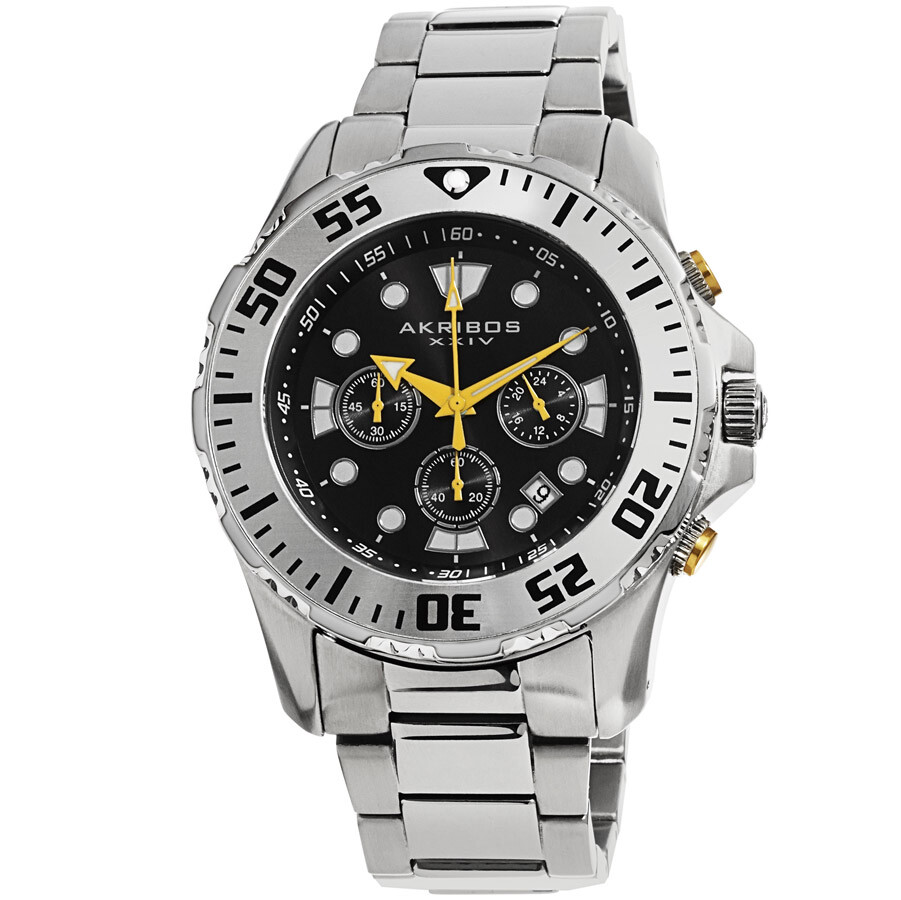 Akribos XXIV Black Dial Stainless Steel Men's Watch AK661SSB