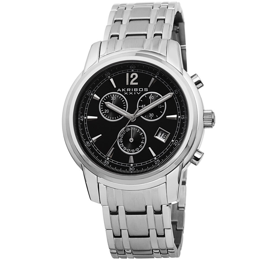 Akribos XXIV Black Dial Stainless Steel Men's Watch AK692SSB