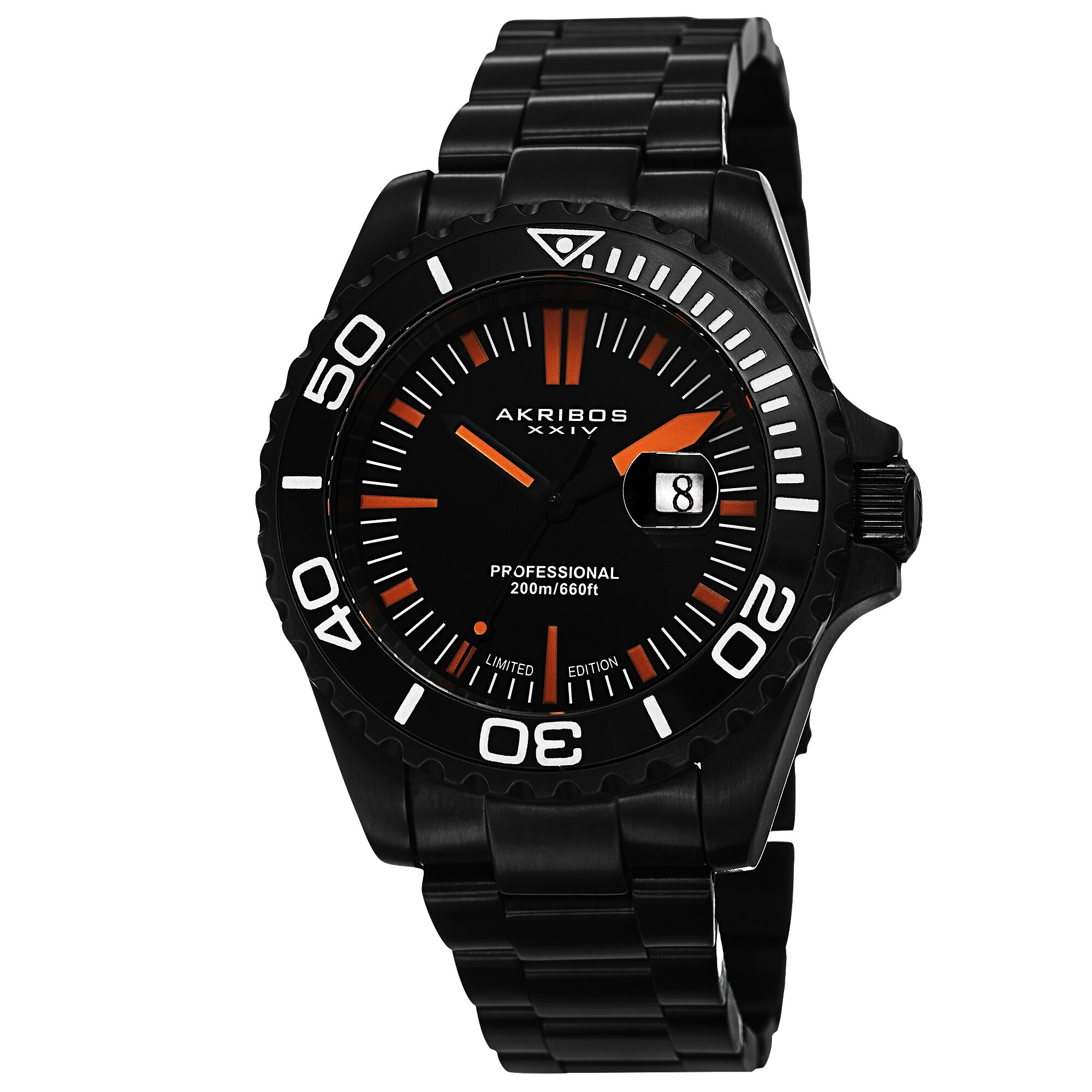 Akribos XXIV Black IP Stainless Steel Men's Watch AK735BK