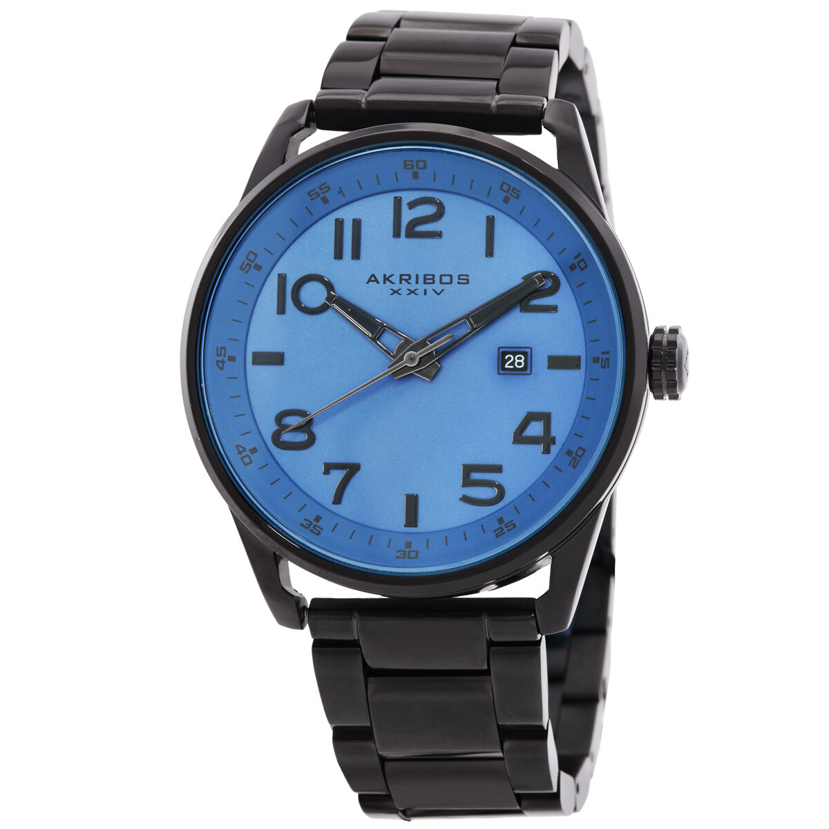 Akribos XXIV Blue Dial Black Ion-plated Men's Watch AK956BU