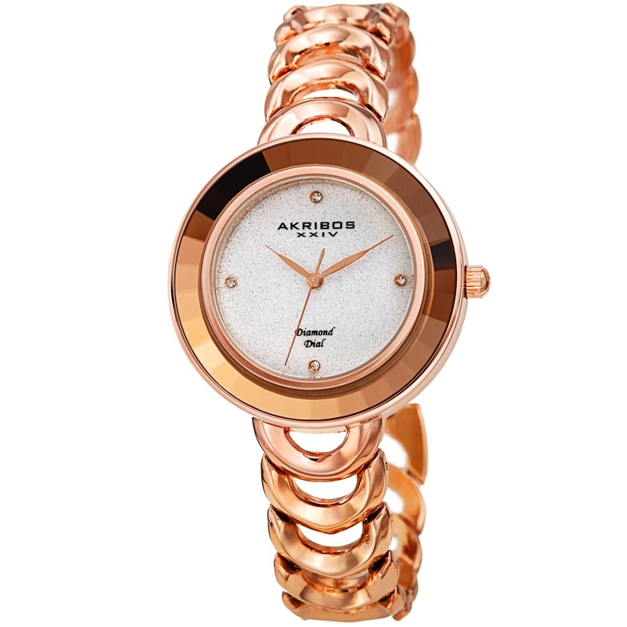 Akribos XXIV Quartz Diamond Silver Dial Ladies Watch AK1088RG