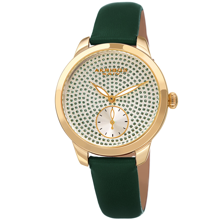 Akribos XXIV Green Dial Green Leather Ladies Watch AK1089GN