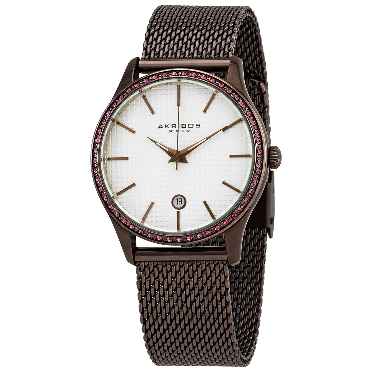 Akribos XXIV Pink Dial Brown Ion-plated Ladies Watch AK967BR