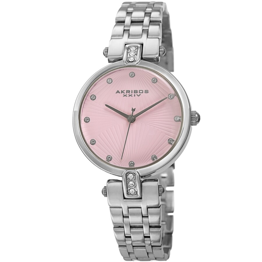 Akribos XXIV Quartz Crystal Pink Dial Ladies Watch AK1085PK