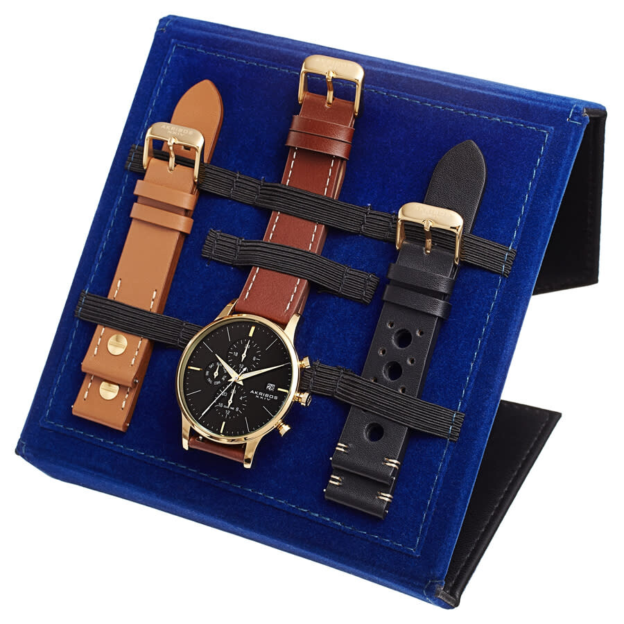 Akribos XXIV Quartz Black Dial Men's Watch AK1105YGBR-S