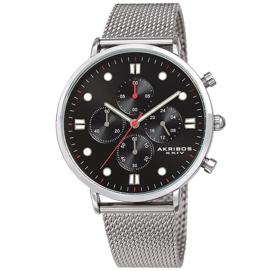 Akribos XXIV Quartz Black Dial Men's Watch AK1113SSB