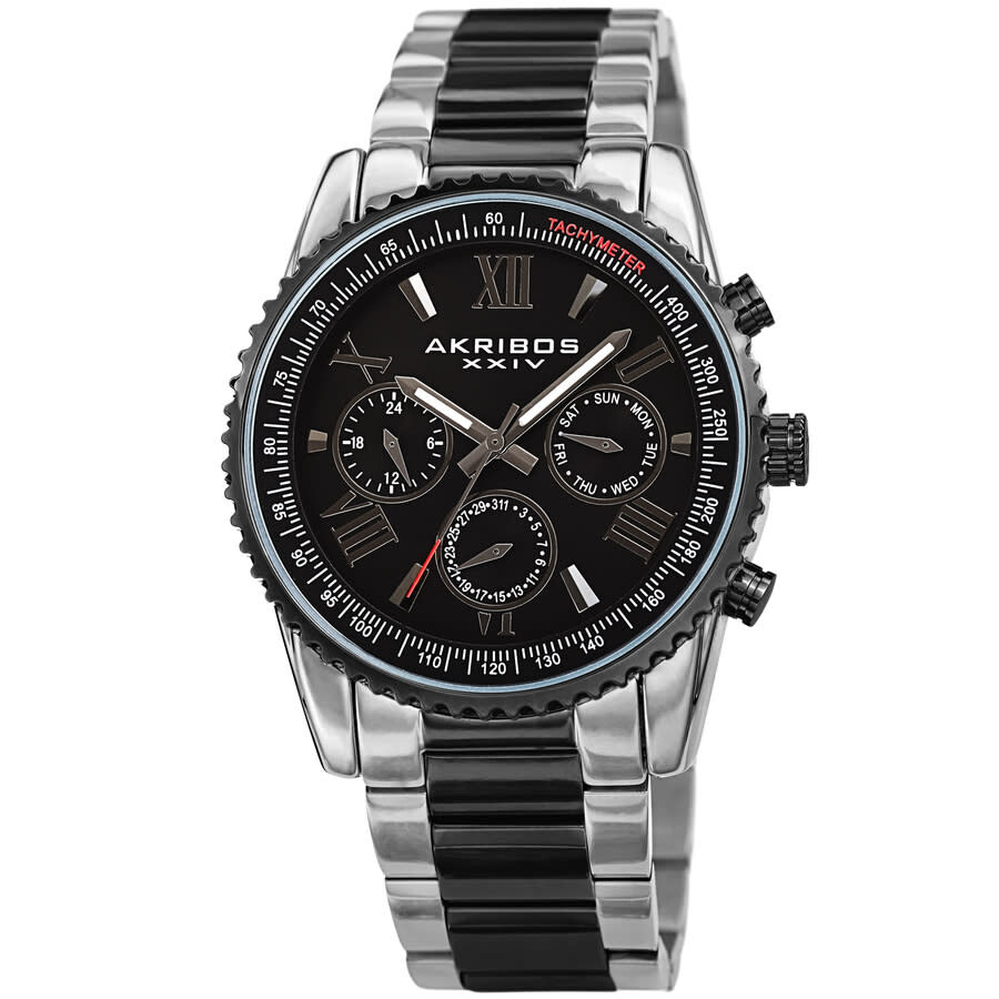Akribos XXIV Quartz Black Dial Two-tone Men's Watch AK1099TTB