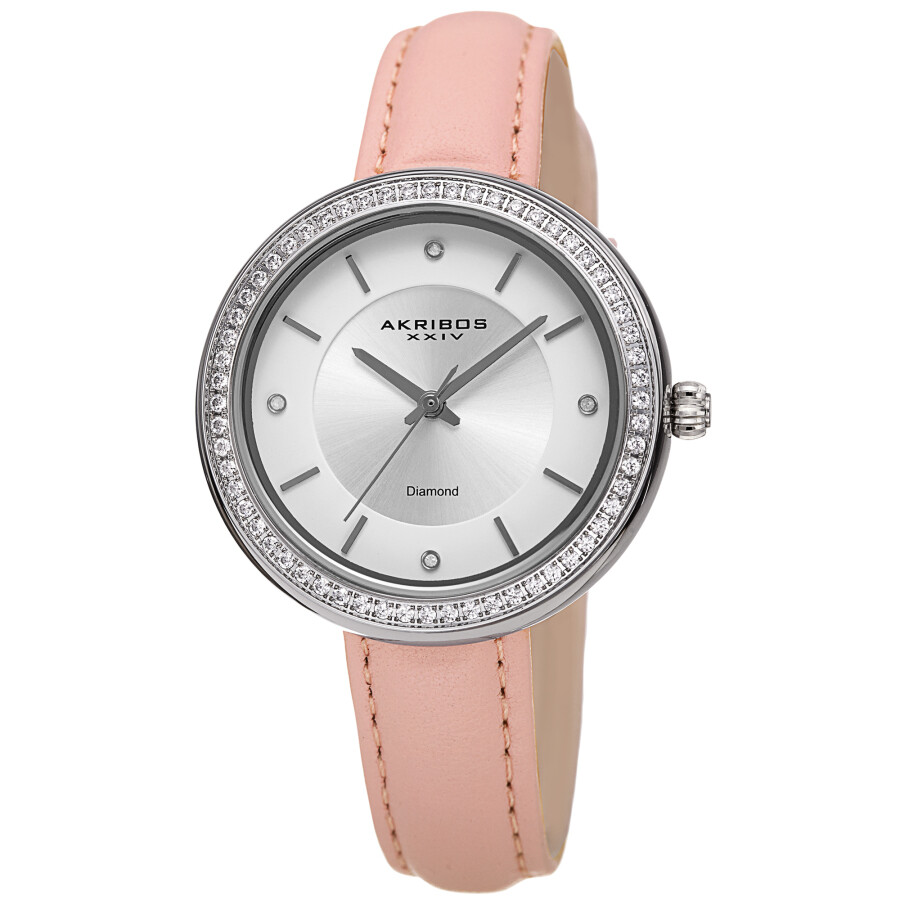 Akribos XXIV Quartz Diamond Crystal White Dial Ladies Watch AK1067PK
