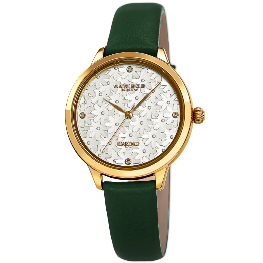 Akribos XXIV Quartz Diamond Silver Dial Ladies Watch AK1051GN