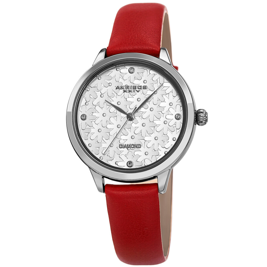 Akribos XXIV Quartz Diamond Silver Dial Ladies Watch AK1051RD