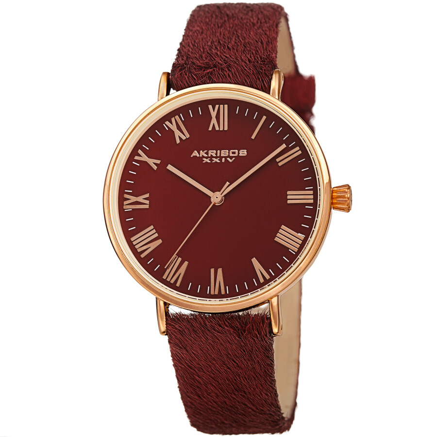 Akribos XXIV Quartz Red Dial Red Leather Ladies Watch AK1081RD