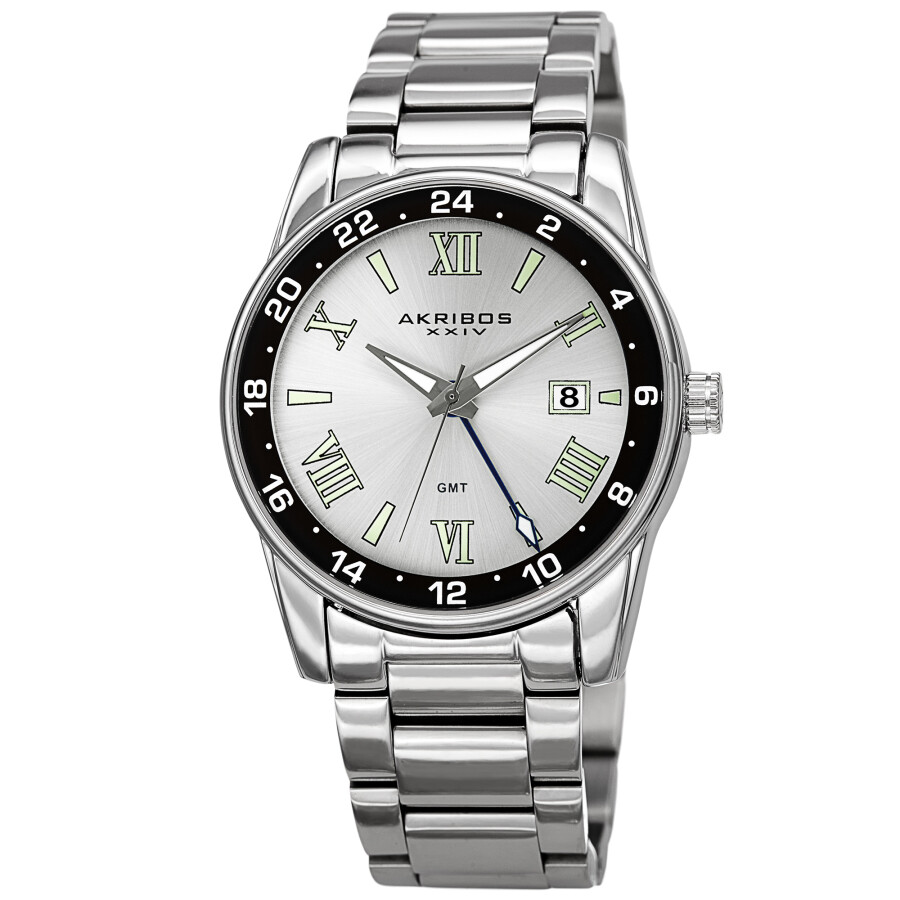 Akribos XXIV Quartz Silver Dial Silver-tone Men's Watch AK1055SS
