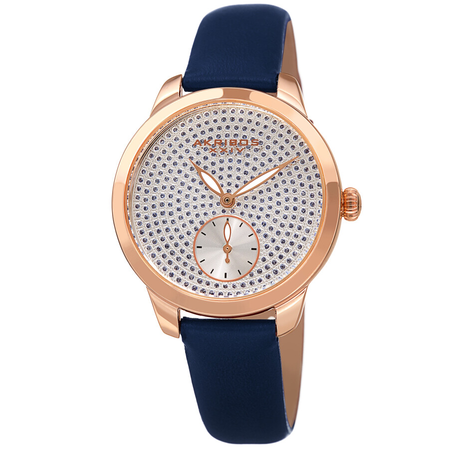 Akribos XXIV Quartz Silver Glitter Dot Dial Ladies Watch AK1089BU