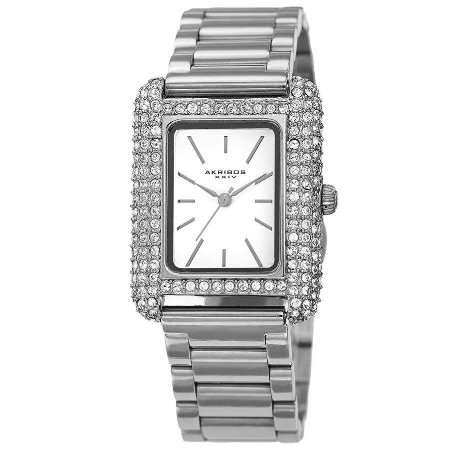 Akribos XXIV Quartz White Dial Ladies Watch AK1108SS